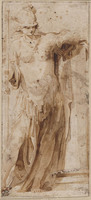 K IX 032b
<br/>
Minerva of Fortitudo, leunend op zuil
<br/>
<em>Faccini, Pietro (1575-1602)</em>
